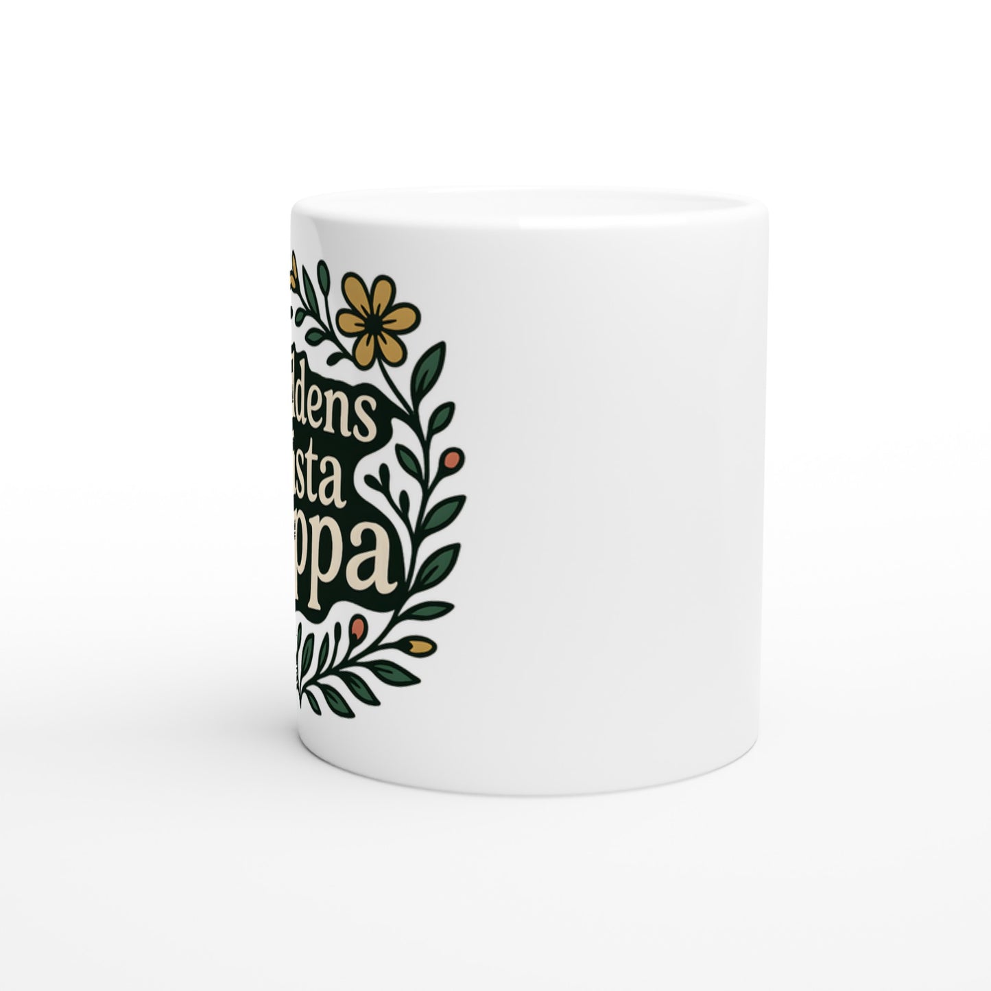 Mugg med blommor och text Världens bästa pappa. Perfekt gåva för pappa, visar din kärlek.