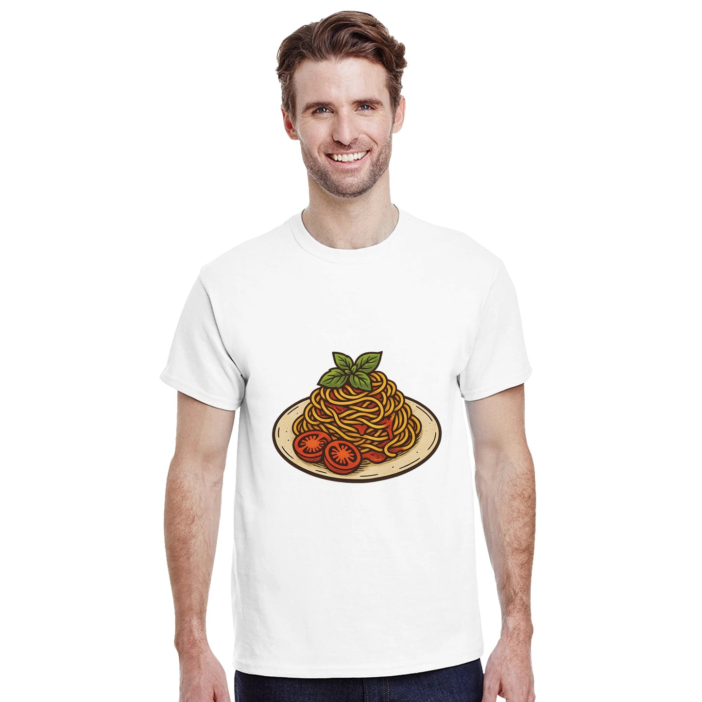 Vintage T-shirt med romantisk italiensk pastaillustration. Perfekt för matälskare och en mysig middag.
