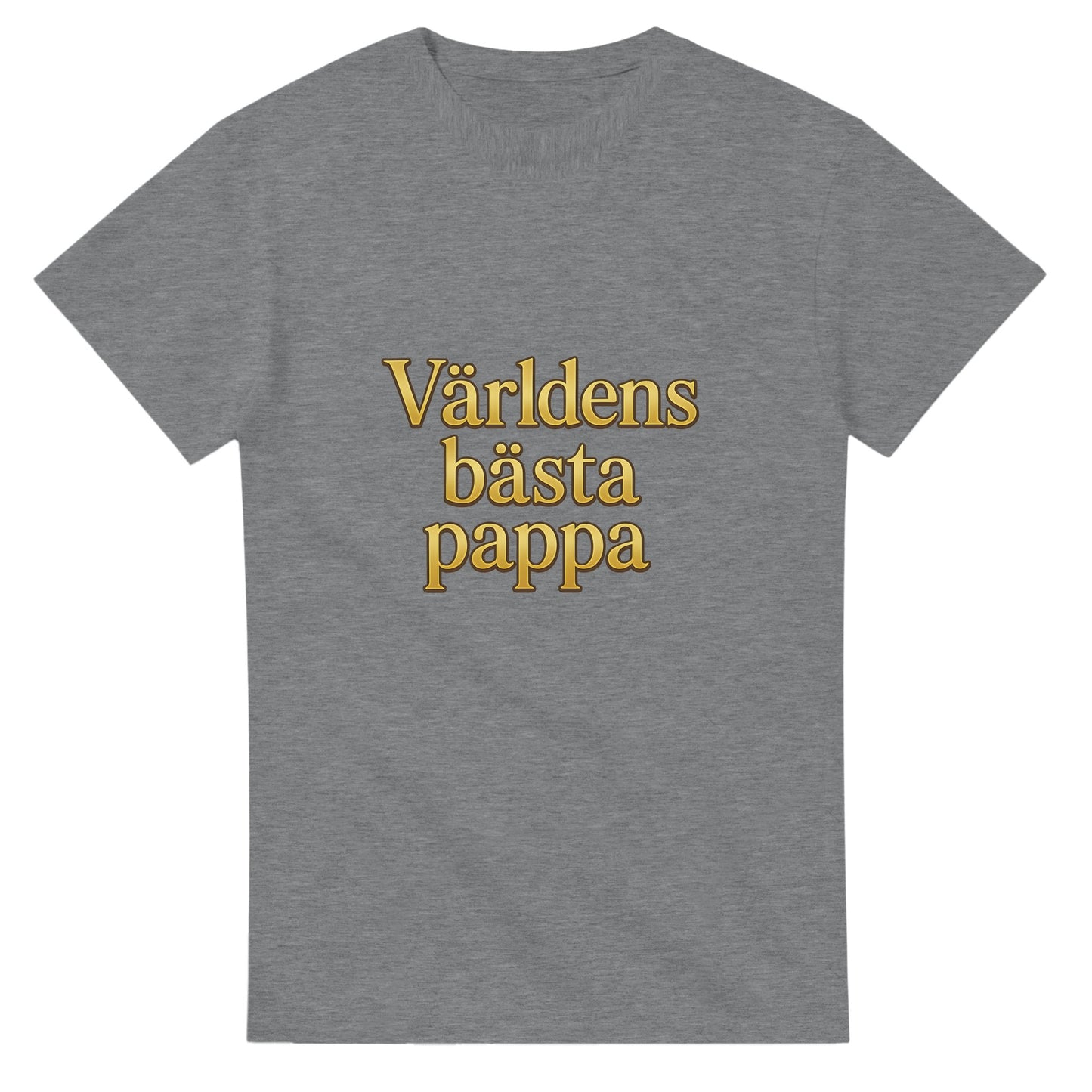 T-shirt med guldfärgad text 'Världens bästa pappa' i lyxig serif-font för en pampig känsla.