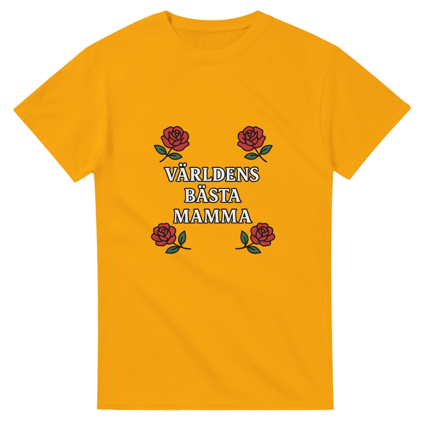 Mamma T-shirt med kärleksfull design av rosor och texten 'Världens bästa mamma'. Elegant och bärbar stil.
