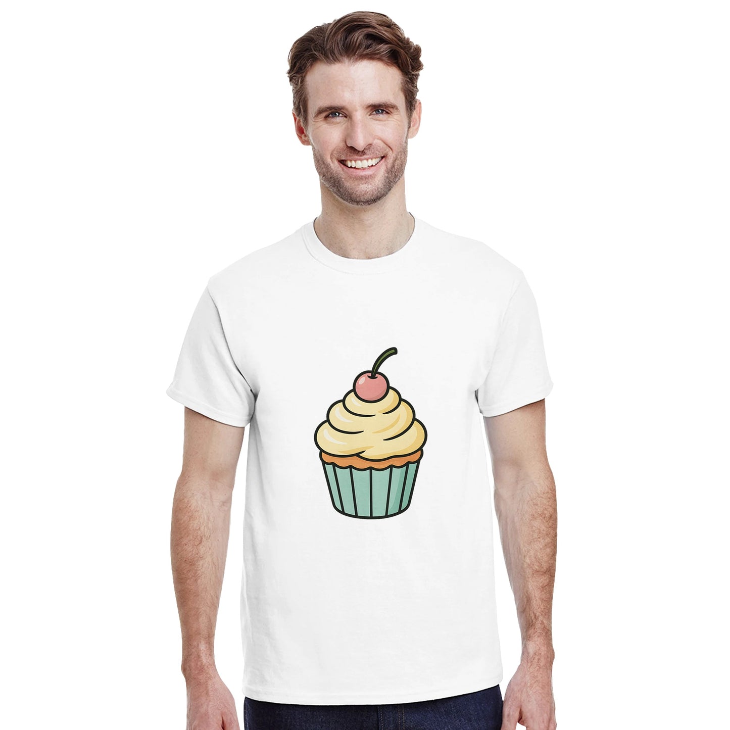 T-shirt med cupcake charm i pastellfärger för sötsakälskare.