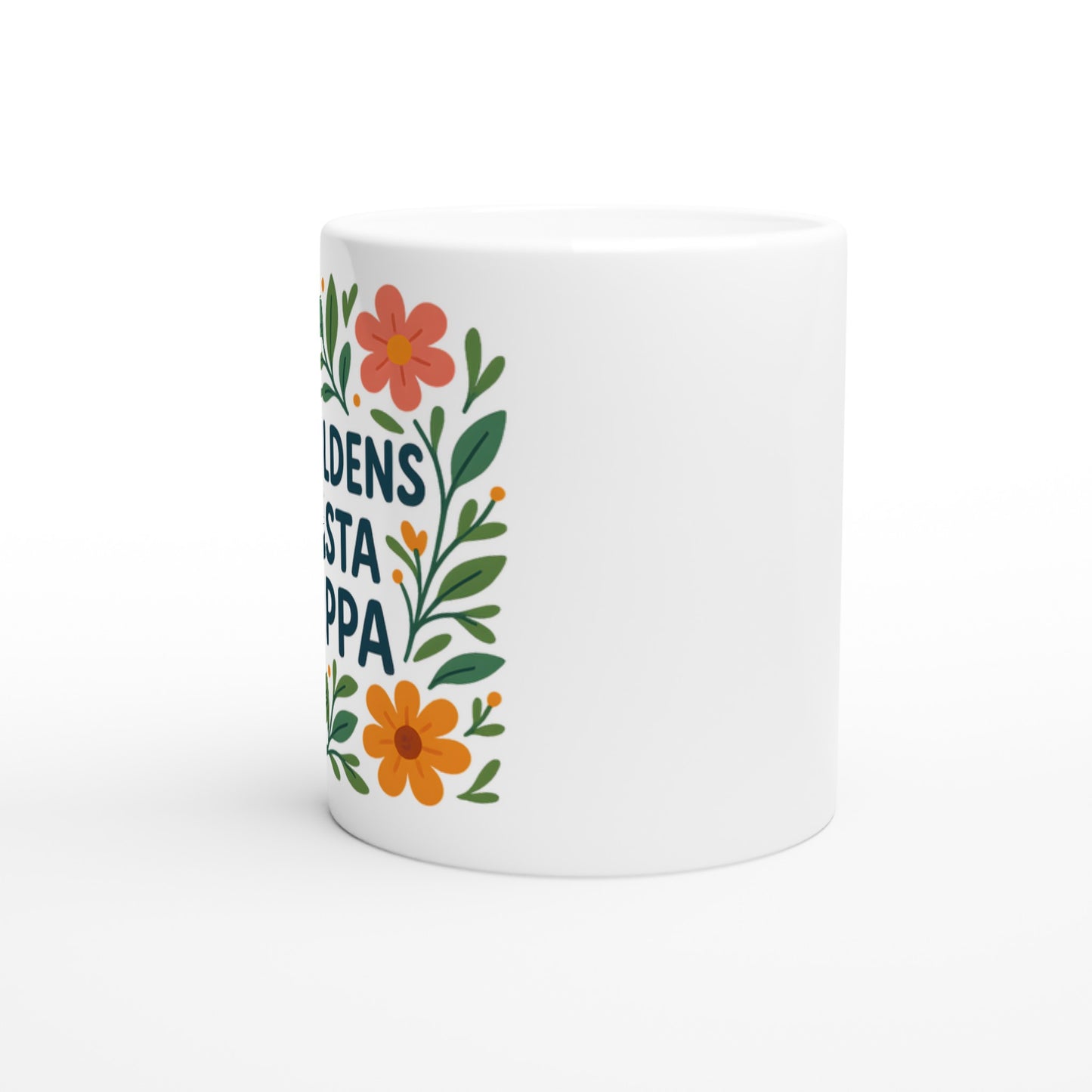 Elegant Pappa Mugg med mjuk känsla och blommiga element, perfekt present för världens bästa pappa.
