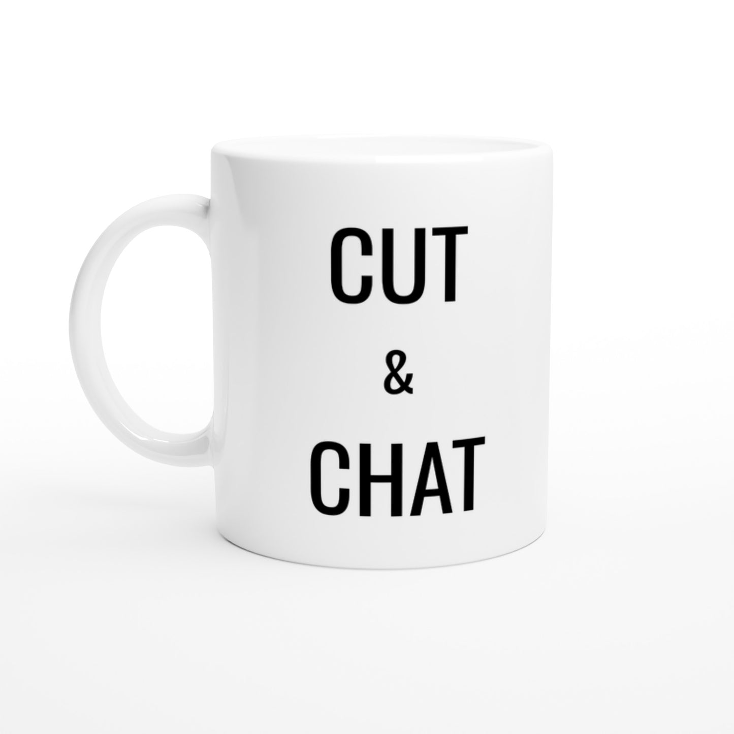 Mugg för frisörer - balansera klippning med konversation med Cut & Chat