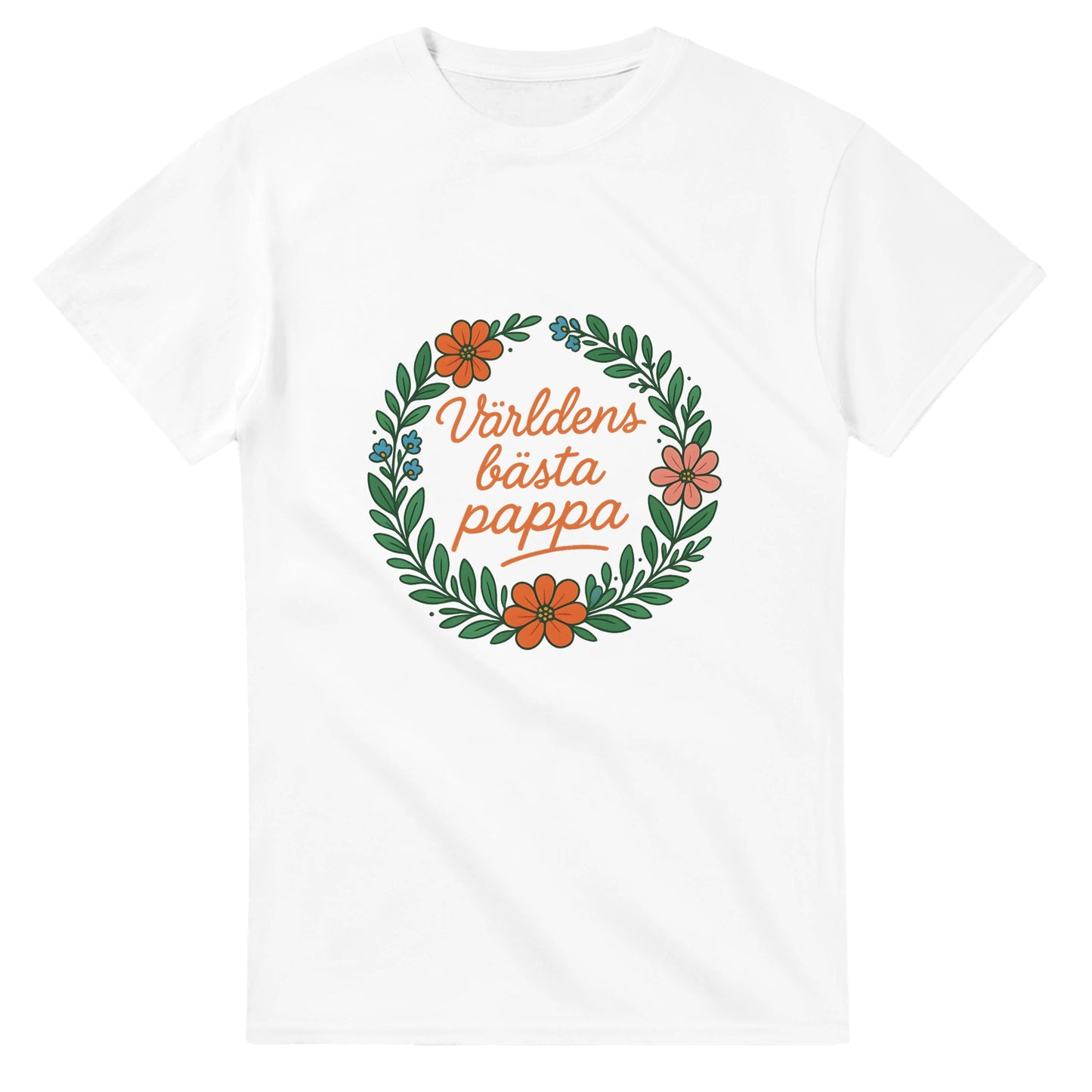 Pappa T-shirt med blomkransdesign och text som hyllar hans unika roll som världens bästa.