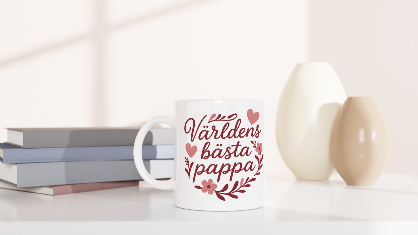Mugg för pappa med 'Världens bästa pappa' i romantisk och elegant design, perfekt för alla tillfällen.