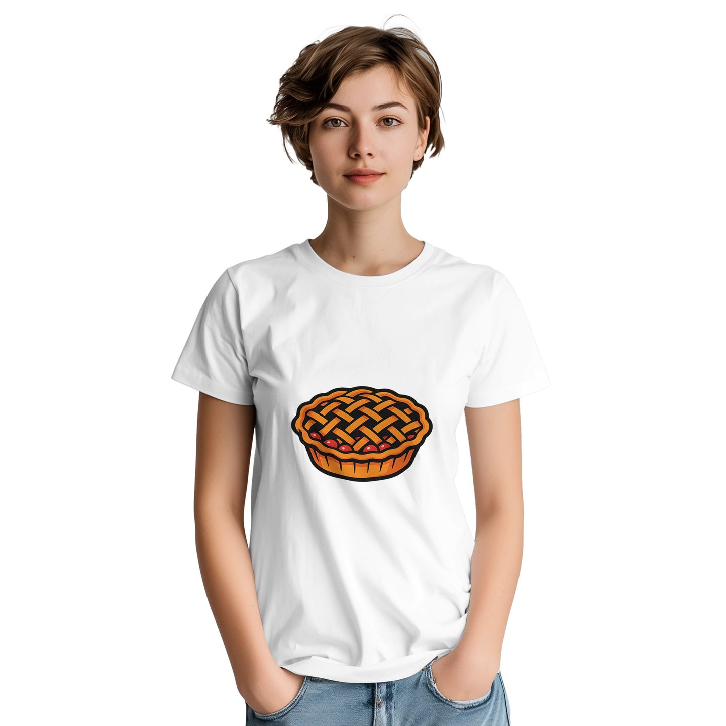 Körsbärspaj på t-shirt - fånga essensen av en hembakad paj med detta saftiga motiv.