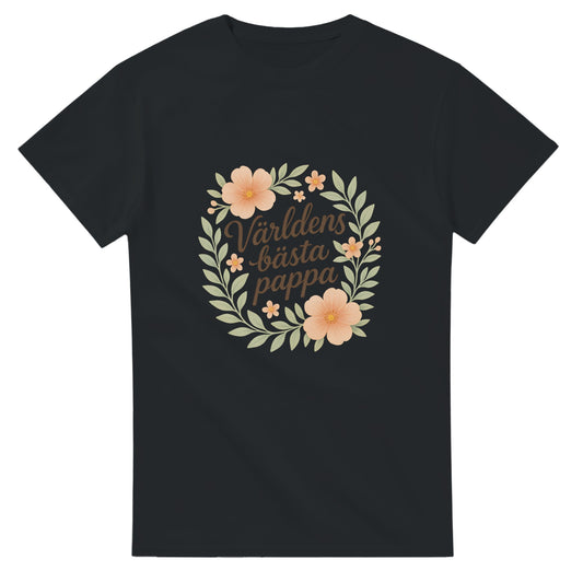 Blommig T-shirt med texten 'Världens bästa pappa' för en elegant och mjuk look.