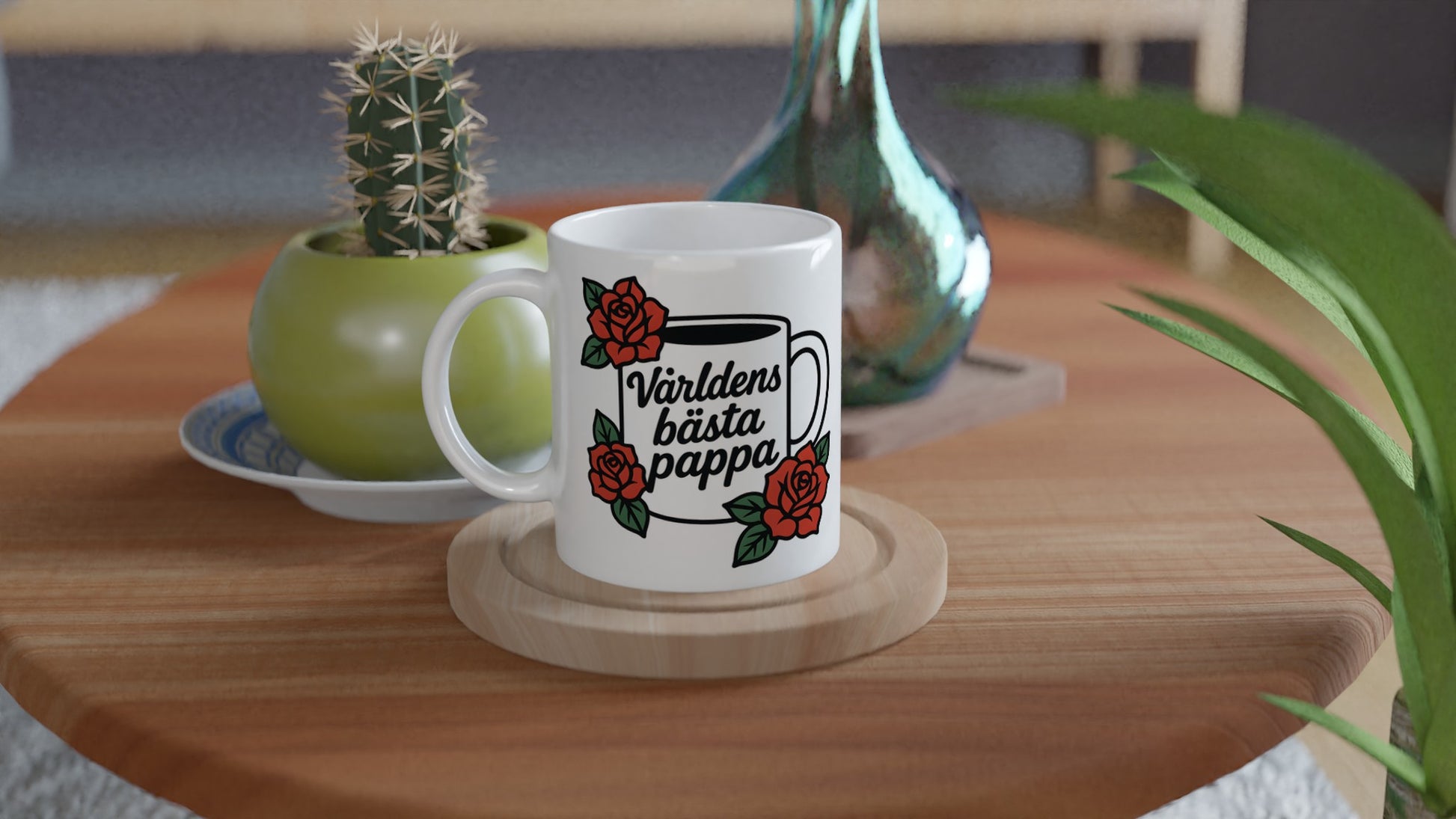 Elegant mugg med 'Världens bästa pappa' och rosor för den sofistikerade pappan.