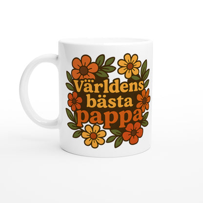 Mugg med blommor och texten 'Världens bästa pappa' för en extra varm kaffestund.