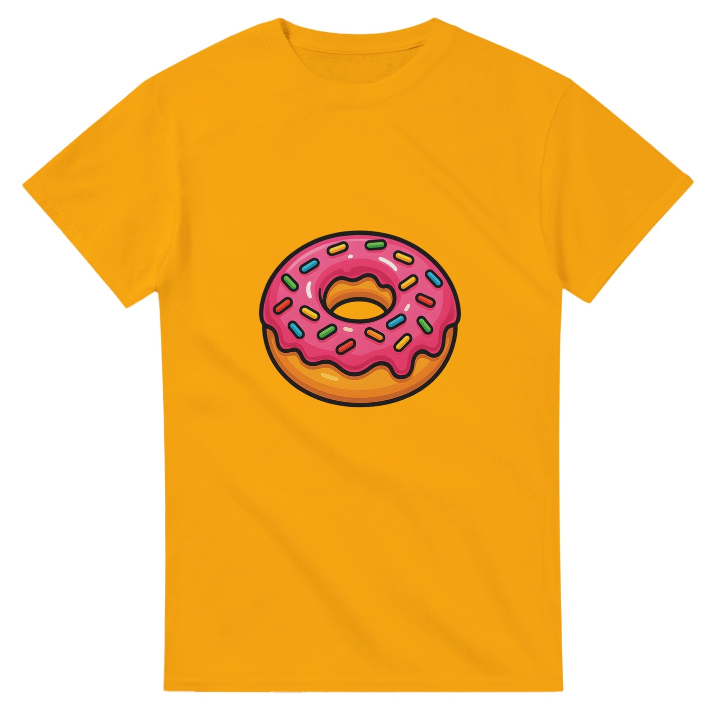 T-shirt med glansig, sockrig donut. Perfekt för fikaälskaren. Färgglad design.