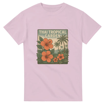 T-shirt med tropiskt tema och vintagevibbar för en thailändsk atmosfär.