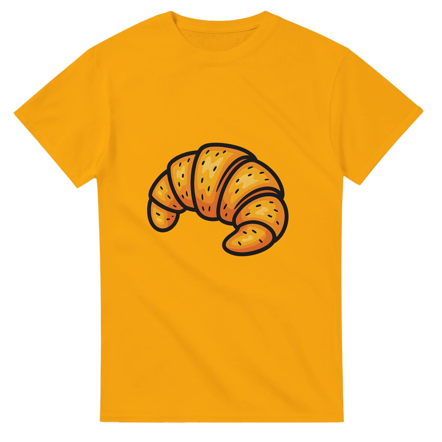 T-shirt med gyllene croissant-motiv för brunchälskaren. Konstnärlig och trendig.