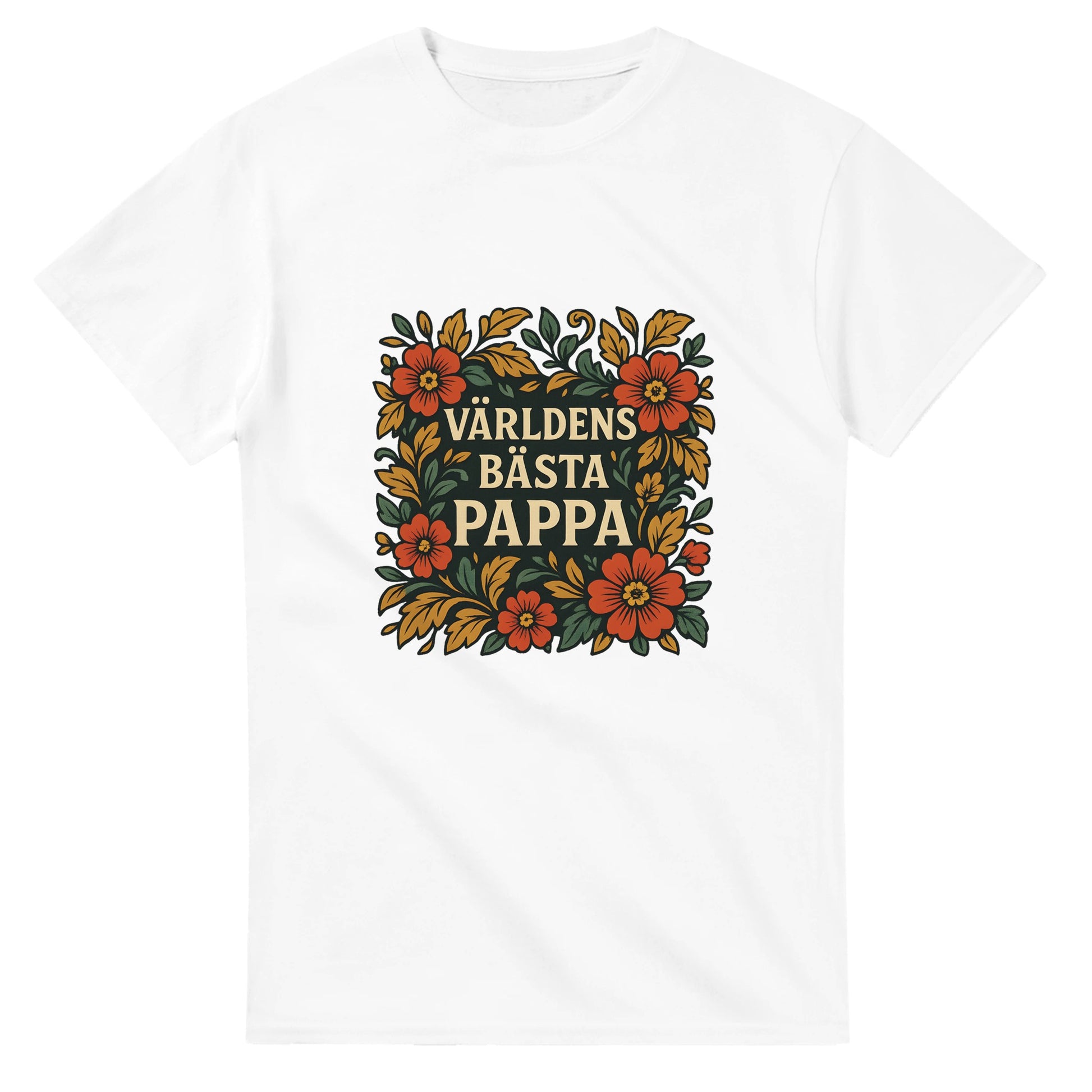 Lyxig T-shirt för pappa med eleganta blommotiv för en tidlös stil. 'Världens bästa pappa' i centrum.