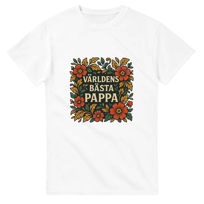 Lyxig T-shirt för pappa med eleganta blommotiv för en tidlös stil. 'Världens bästa pappa' i centrum.