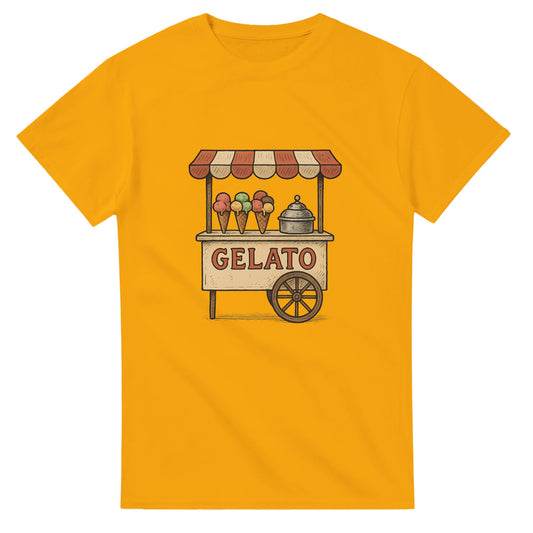Svalkande vintage gelato-illustration på italiensk charmig t-shirt. Perfekt för sommardagar!