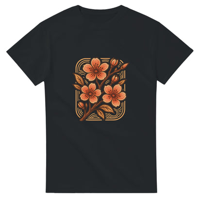 Klassisk T-shirt med körsbärsblommor och vintage-stil - perfekt för att bära historien.