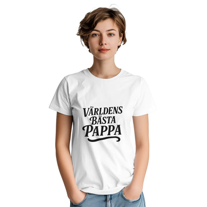 T-shirt med 'Världens Bästa Pappa' i elegant font, perfekt för att visa stolthet över sin titel som pappa.