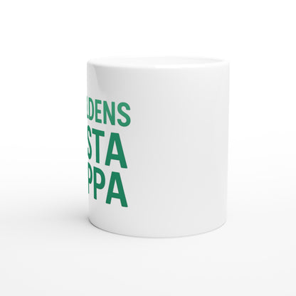 Mugg med 'Världens bästa pappa' i gröna toner, trendig design i sans-serif. Perfekt gåva till pappa.