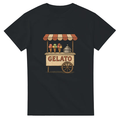 Svalkande vintage gelato-illustration på italiensk charmig t-shirt. Perfekt för sommardagar!