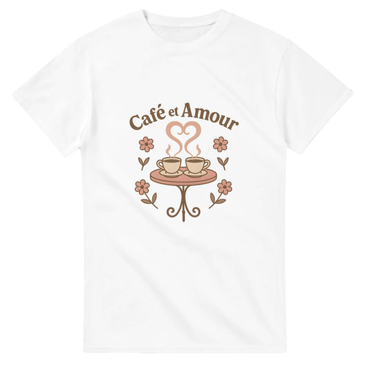 Romantisk T-shirt med fransk touch, inspirerad av kärlek och kaffe - Café et Amour.