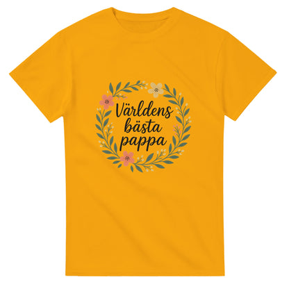 Blomkrans T-shirt för bästa pappan - stilren med handskriven text för en elegant look