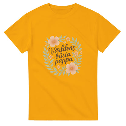Blommig T-shirt med texten 'Världens bästa pappa' för en elegant och mjuk look.