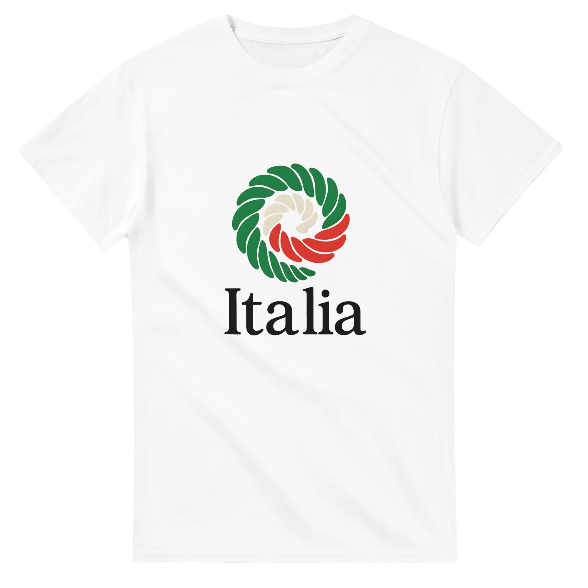 T-shirt med pastasnurra i flaggans färger och texten 'Italia'. Hyllning till Italiens passion och smaker!
