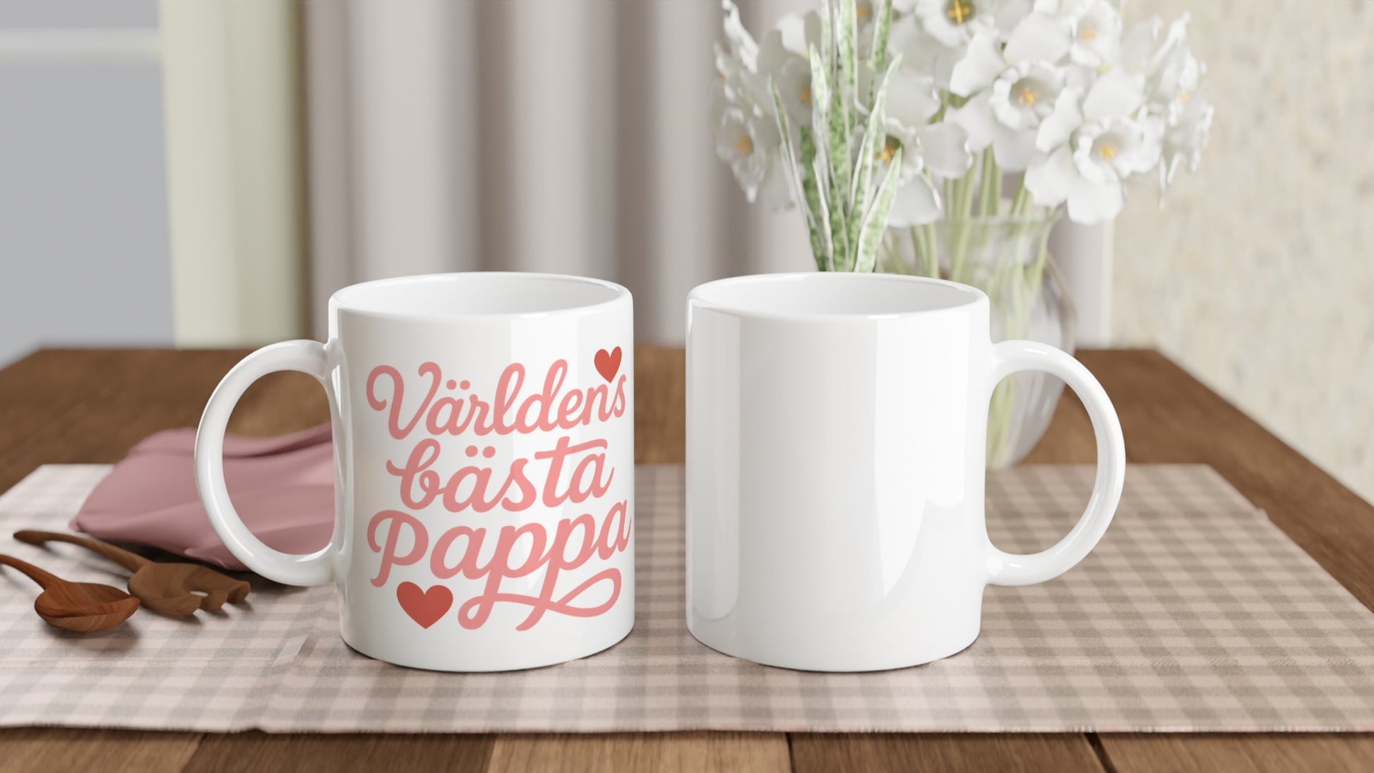 Mugg med romantisk text 'Världens bästa pappa' i mjuka former. Perfekt för kaffeälskaren!
