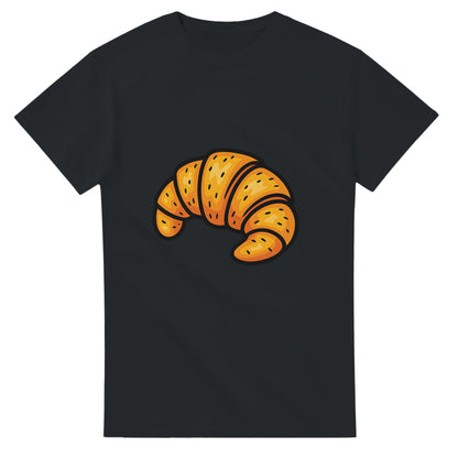 T-shirt med gyllene croissant-motiv för brunchälskaren. Konstnärlig och trendig.