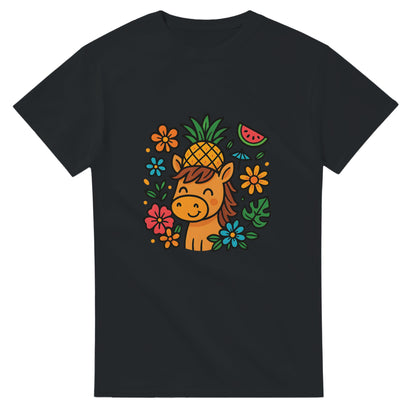 Pineapple Pony Party - Söt häst med ananas-hatt och blommor för tropisk fest!