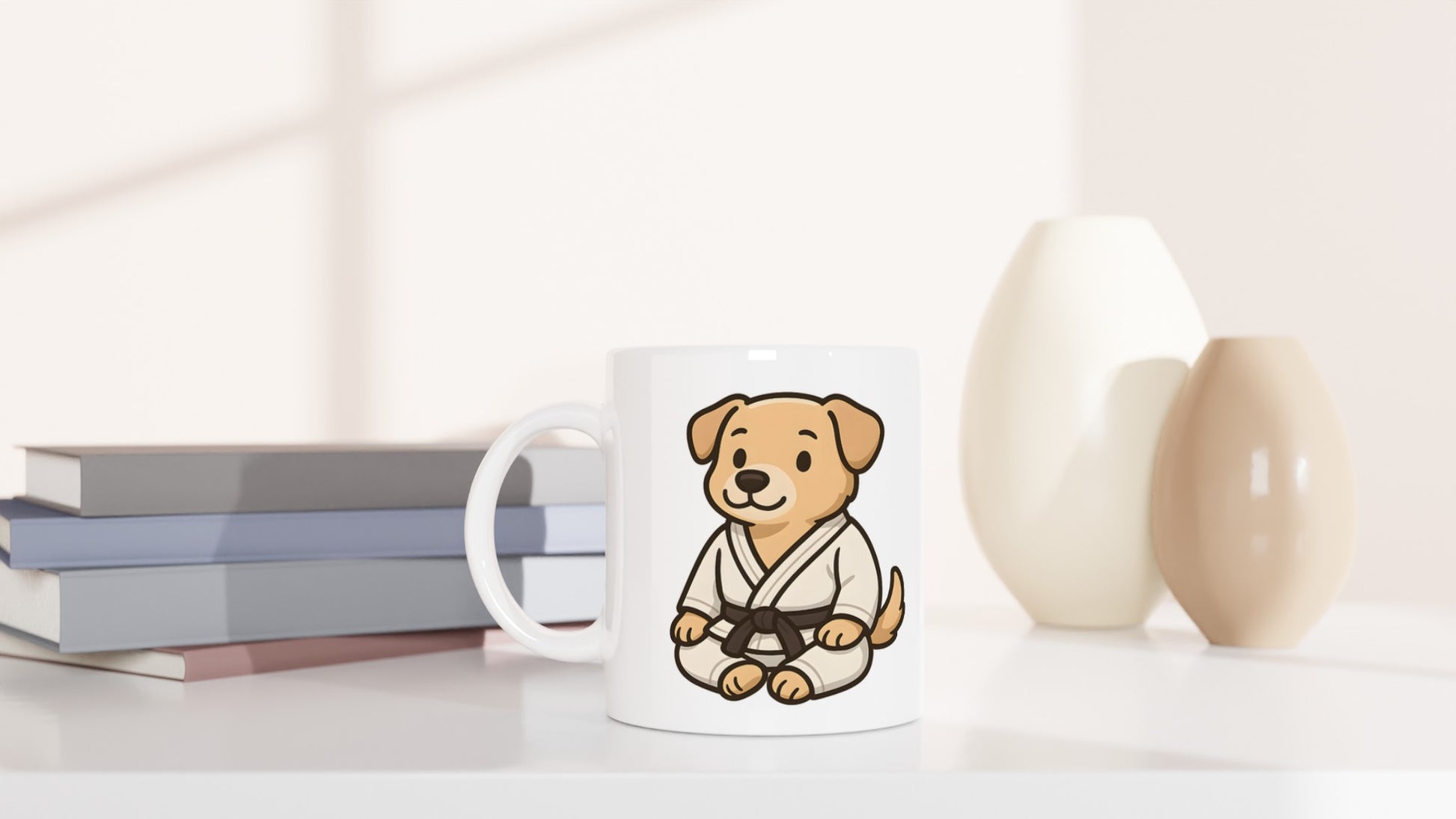 Hund Judo Praktikant - Kaffe med en judo-hund i stilren design för judo- och djurvänner.