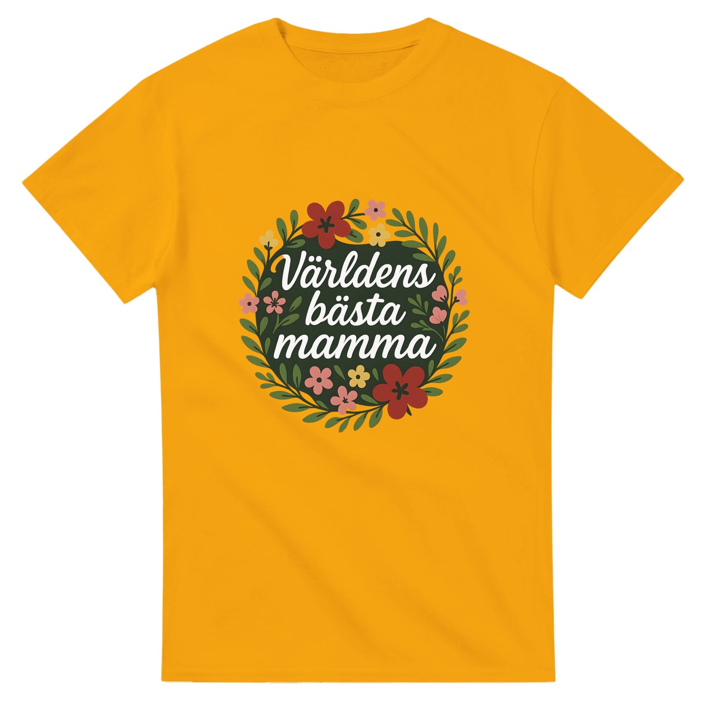 T-shirt med blommor och text, perfekt för att hylla världens bästa mamma med stil och elegans.