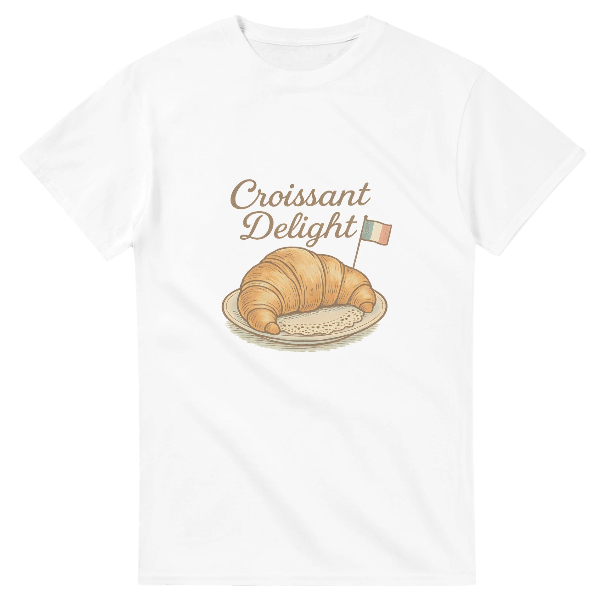 Vintage T-shirt med doft av nybakade croissanter, elegant och tidlös design.
