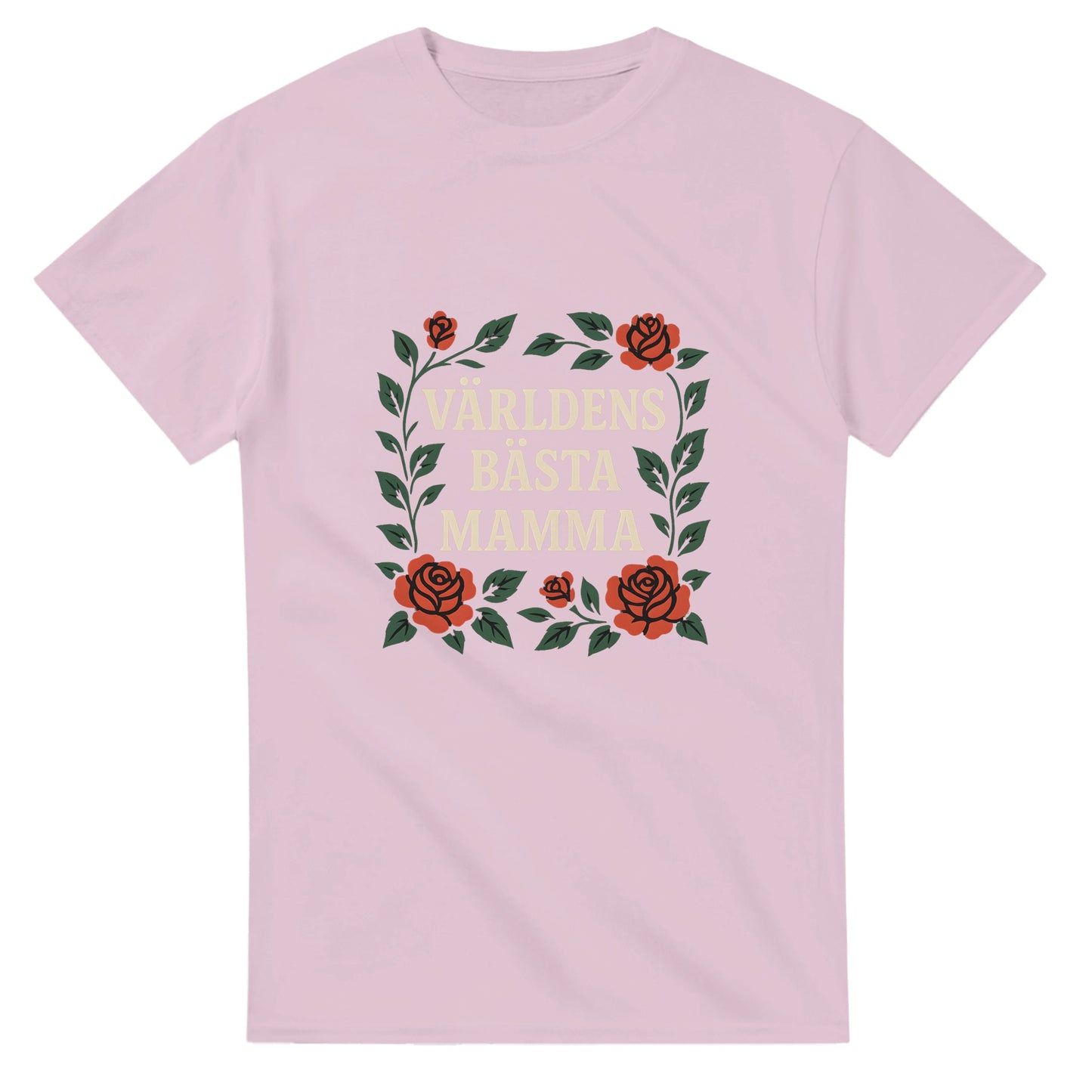 T-shirt med 'Världens bästa mamma' i typografi och rosor. Tidlös och luftig design för den bästa mamman.