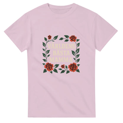 T-shirt med 'Världens bästa mamma' i typografi och rosor. Tidlös och luftig design för den bästa mamman.