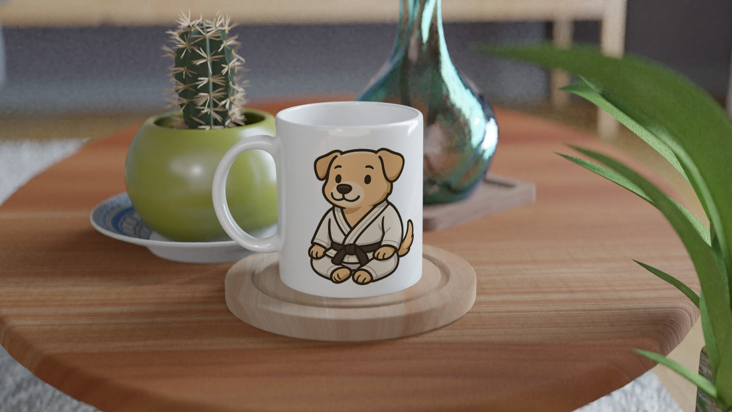 Hund Judo Praktikant - Kaffe med en judo-hund i stilren design för judo- och djurvänner.
