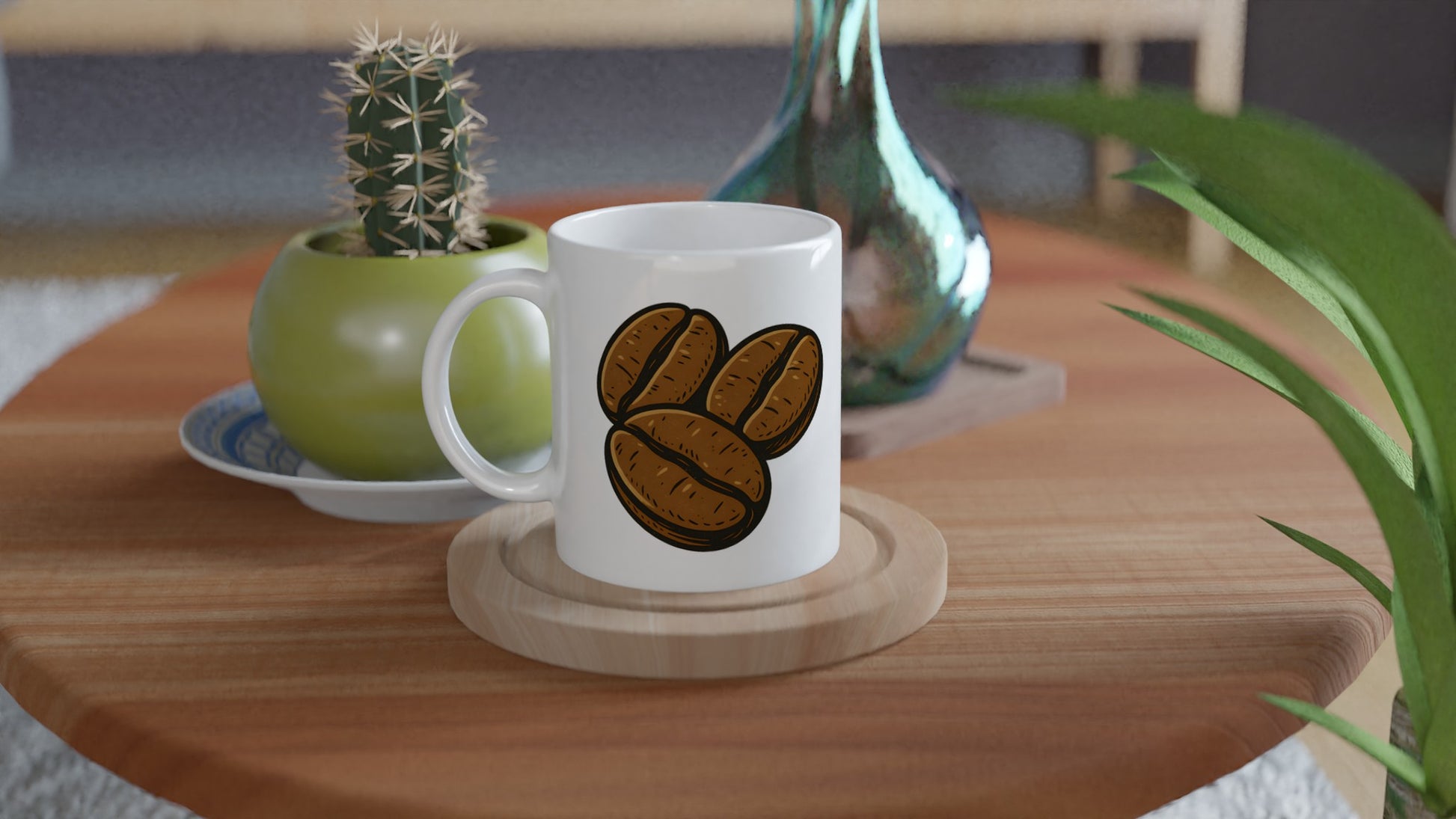 Mugg med charm av retro kaffebönor - perfekt för nostalgiska kaffeälskare.