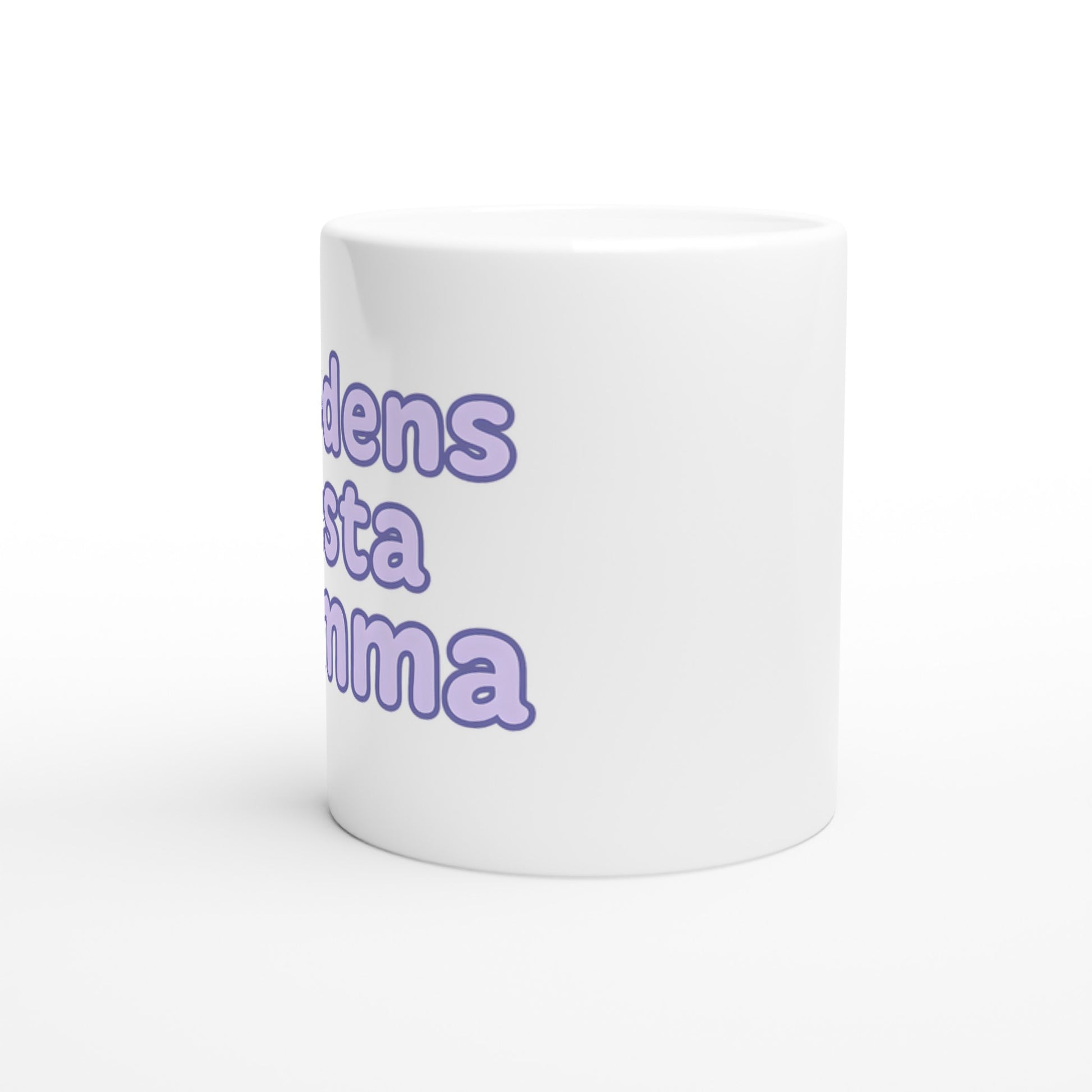 T-shirt med lekfull text 'Världens bästa mamma'. Mysig mugg i pastell-lila nyans och rund font.