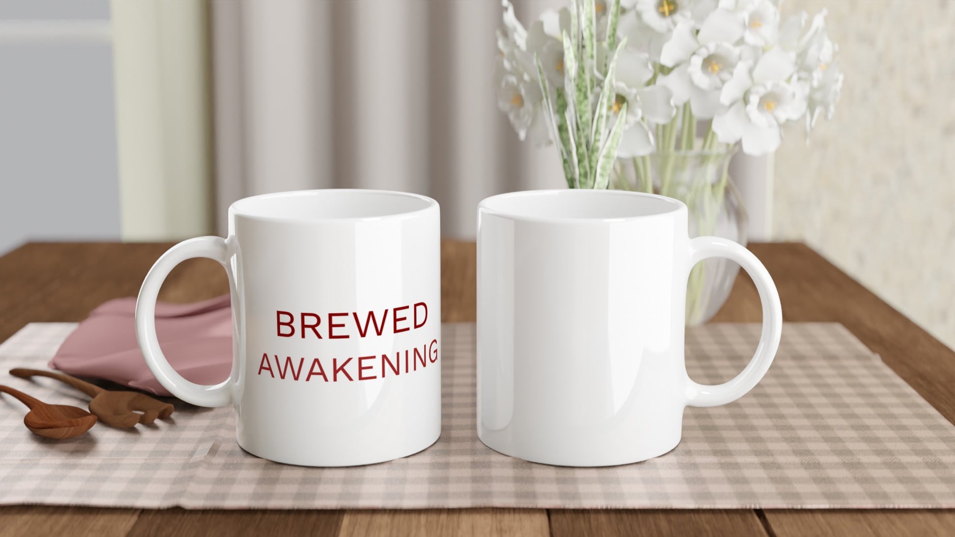 Kaffedryck med rolig ordlek om vakenhet - Brewed Awakening