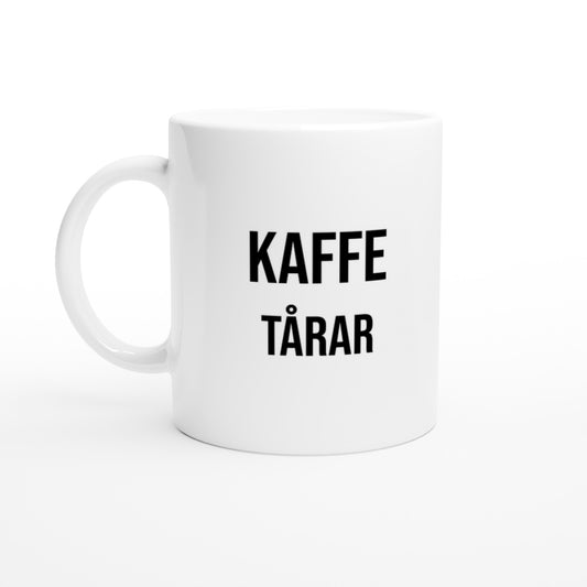 Rolig mugg för kaffepausen med ordlek som får dig att le. Perfekt för att starta dagen med glädje.