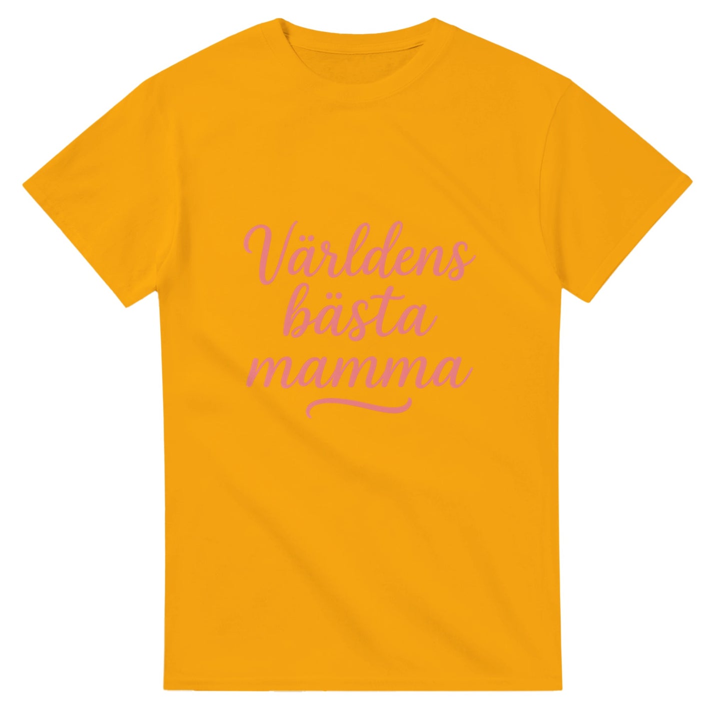 T-shirt med texten 'Världens bästa mamma' i svungen handskrift och varm rosa färg. Perfekt present till den bästa mamman!