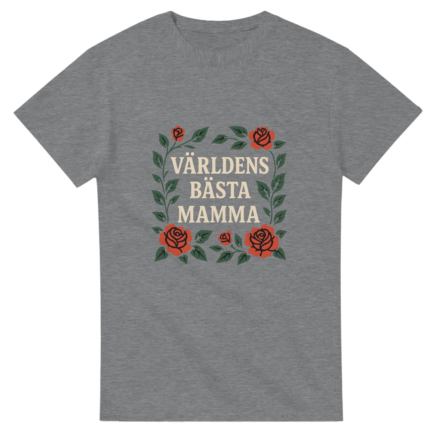 T-shirt med 'Världens bästa mamma' i typografi och rosor. Tidlös och luftig design för den bästa mamman.
