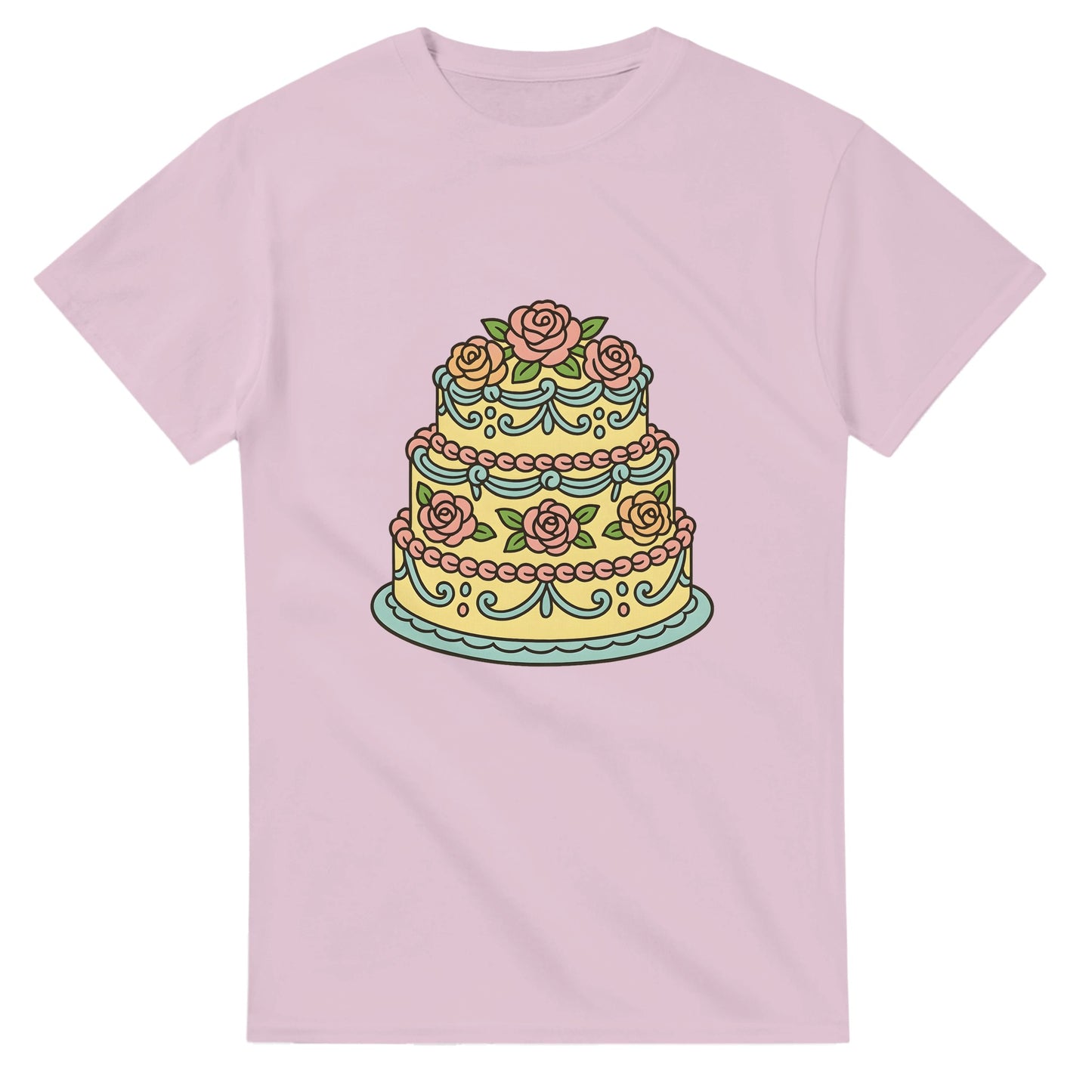Pastellfestival på Fatet t-shirt - Färgglad retro tårta med pastellfärgade rosor och dekorationer. En riktig ögonfångare!