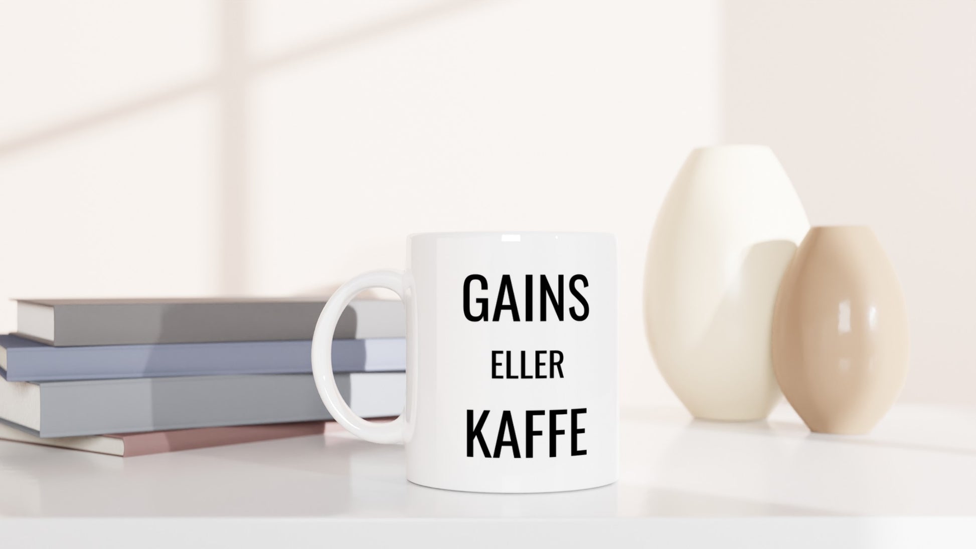 Mugg för gains och kaffe - det enda valet för den hängivne.