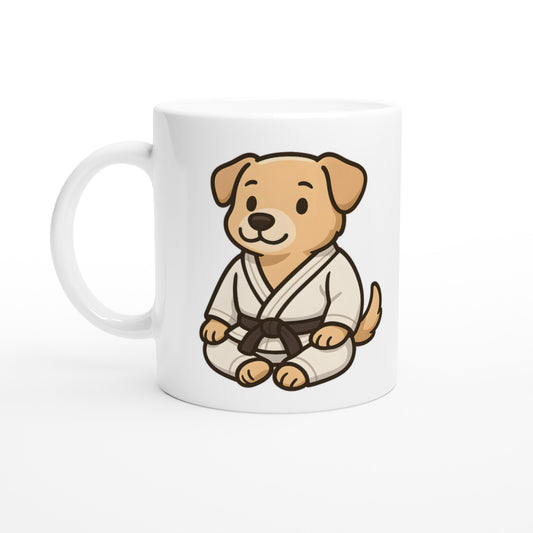 Hund Judo Praktikant - Kaffe med en judo-hund i stilren design för judo- och djurvänner.
