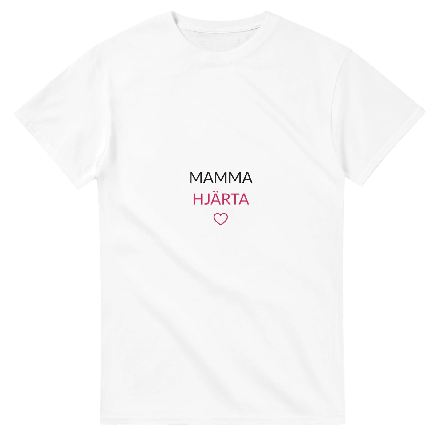 Mammahjärta - enkel och tydlig design med hjärta under texten 'MAMMA HJÄRTA'.