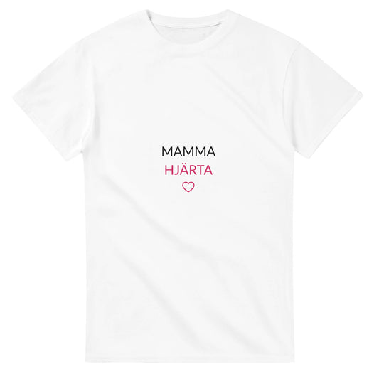 Mammahjärta - enkel och tydlig design med hjärta under texten 'MAMMA HJÄRTA'.