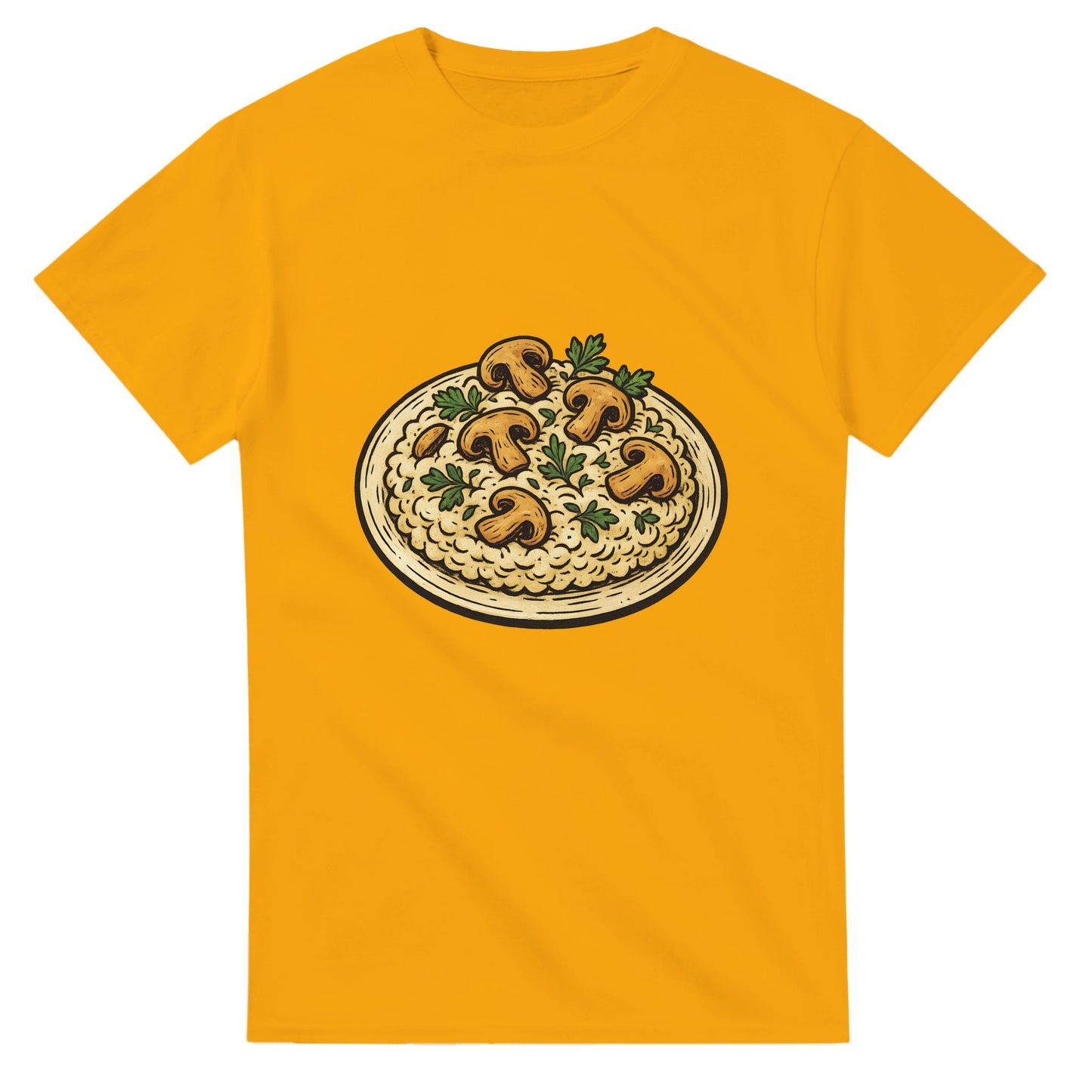 Vintage t-shirt med risottoillustration, perfekt för kulinariska äventyraren. Klassiskt och unikt.