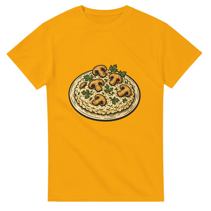 Vintage t-shirt med risottoillustration, perfekt för kulinariska äventyraren. Klassiskt och unikt.