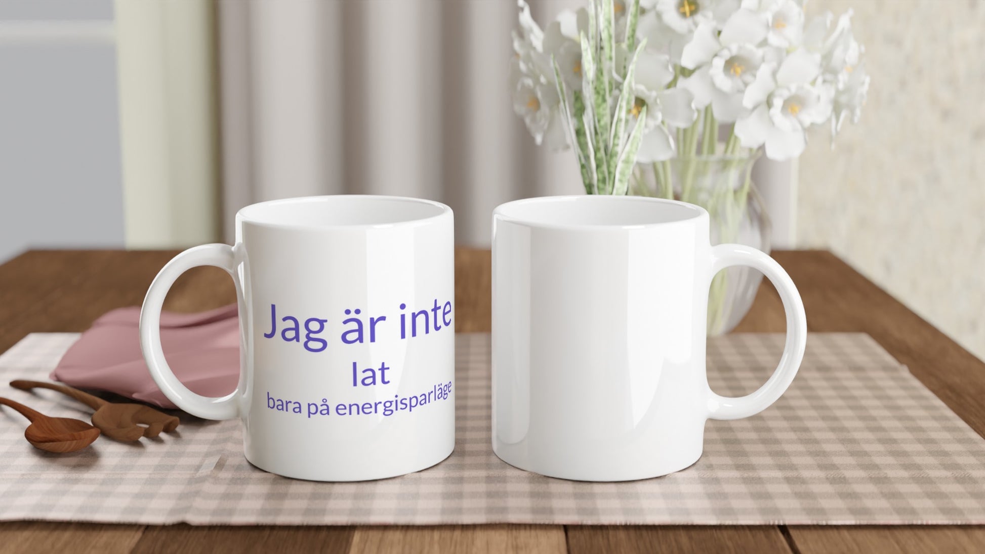 Mugg med humor och eftertanke, perfekt för den tänkande och humoristiska individen.